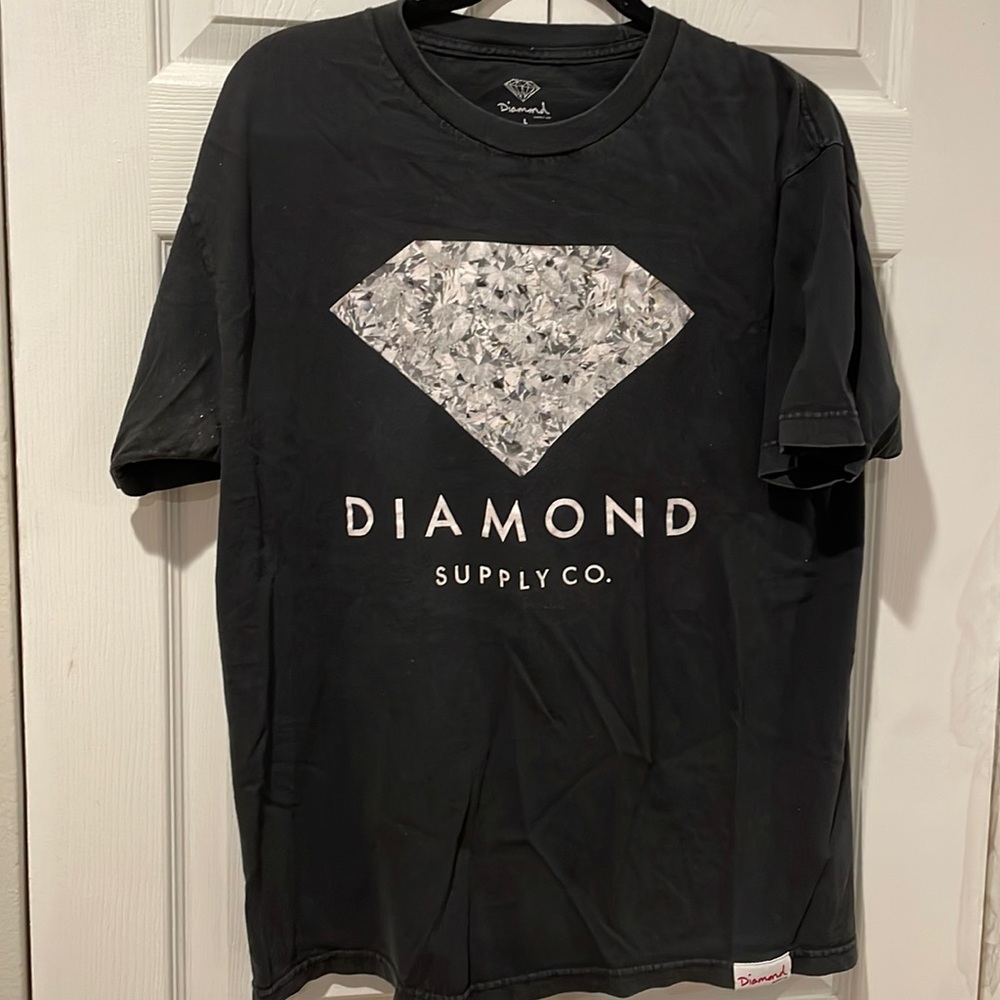 Diamond Mens Black Diamond Graphic Logo Short Sleeve T-Shirt-Visible Wear Size L